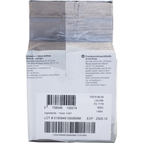 Dry Wine Yeast - EC-1118 (500 g) - Lalvin - Yeast, Bacteria & Nutrients - Brewery and Winery - Ingredients and Supplies - Canadian Distribution