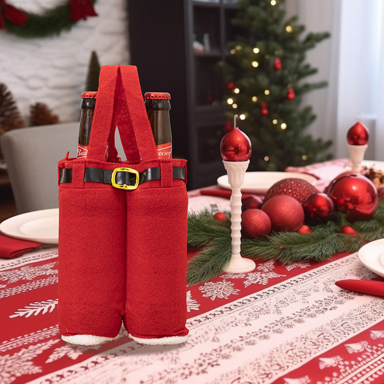 NNEDSZ 6pcs Big one Christmas Decoration Supplies, Christmas Pants, Gift Bags, Small Pants Candy Bags, Tote Bags, Wine Bottle Sets, Coke Bags